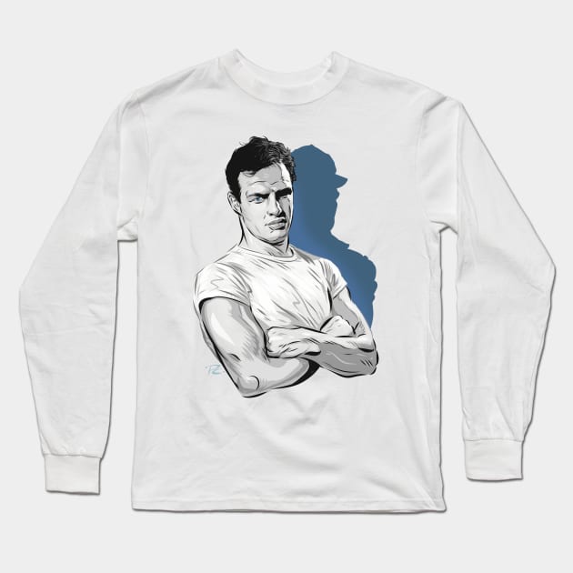 Marlon Brando - An illustration by Paul Cemmick Long Sleeve T-Shirt by PLAYDIGITAL2020